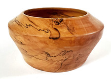 Vintage Hand-Turned Spalted Box Elder Wood Bowl, Artist Ron H.