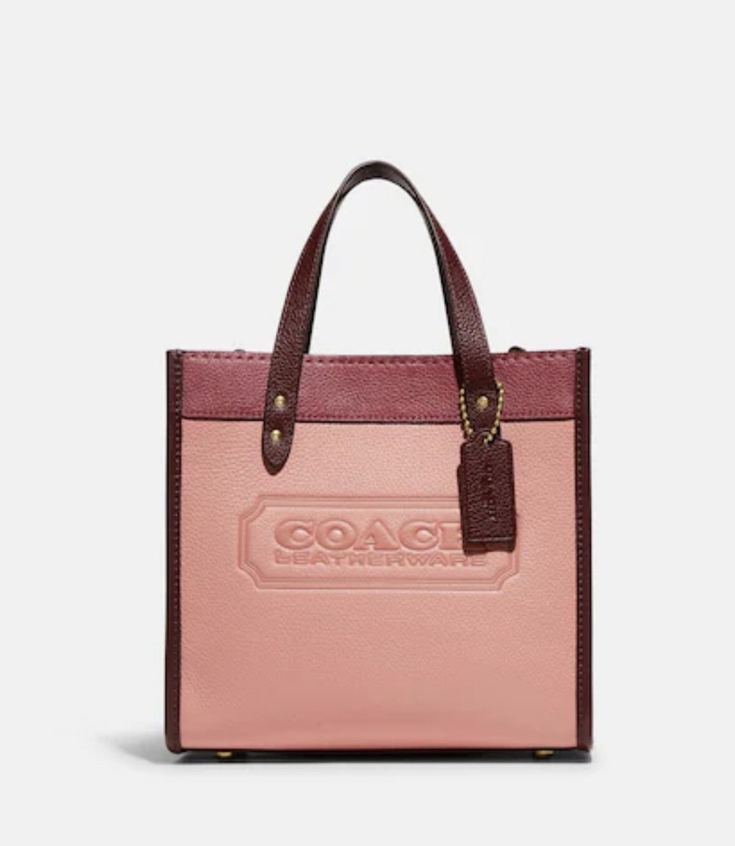 COACH Field Tote 22 In Colorblock With Coach Badge in Candy