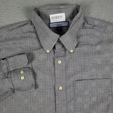 Tommy Hilfiger Shirt Mens 17 XL Gray Plaid Dress Button Up Long Sleeve