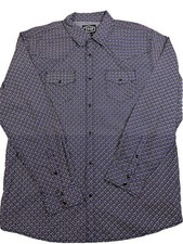 Gibson Men's Pearl Snap Western Shirt XL Long Sleeve All Over Pattern Blue Red