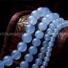 4/6/8/10/12mm Natural Blue Jade Round Gemstone Loose Beads 15" Strand