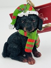 Resin Rottweiler Puppy Christmas Ornament /Decoration Red Shed Dog