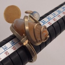 Quartz stone gold tone wire wrapped ring sz 8