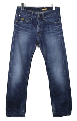 G-STAR Porter Straight Jeans Men's W30/L34 Blue Distressed Button Fade Effect