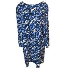 J. Crew Mercantile Size Medium Blue Floral Shift Dress Long Sleeve