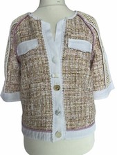 Elisa Cavaletti Danielle Dallavalle Boucle Tweed Front Jacket Med Nwot Pb31*