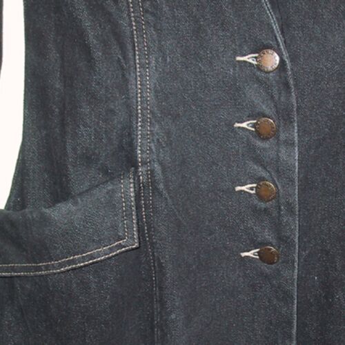 Norma Kamali Vintage Long Black Denim Jacket - Picture 7 of 10