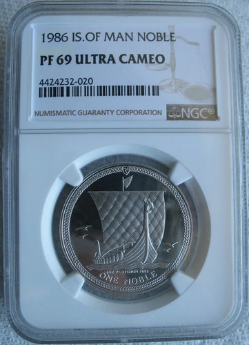 Isle Of Man 1986 1oz Platinum 1 Noble NGC PR-69 Ult.Cameo