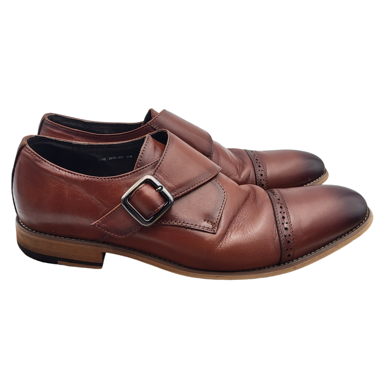 Stacy Adams Monk Strap Shoes Mens Sz 11 M Brown Leather Cap  display picture 1