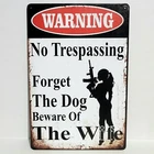 No Trespassing Beware of Wife Rustic Vintage Metal Tin Signs Man Cave Garage