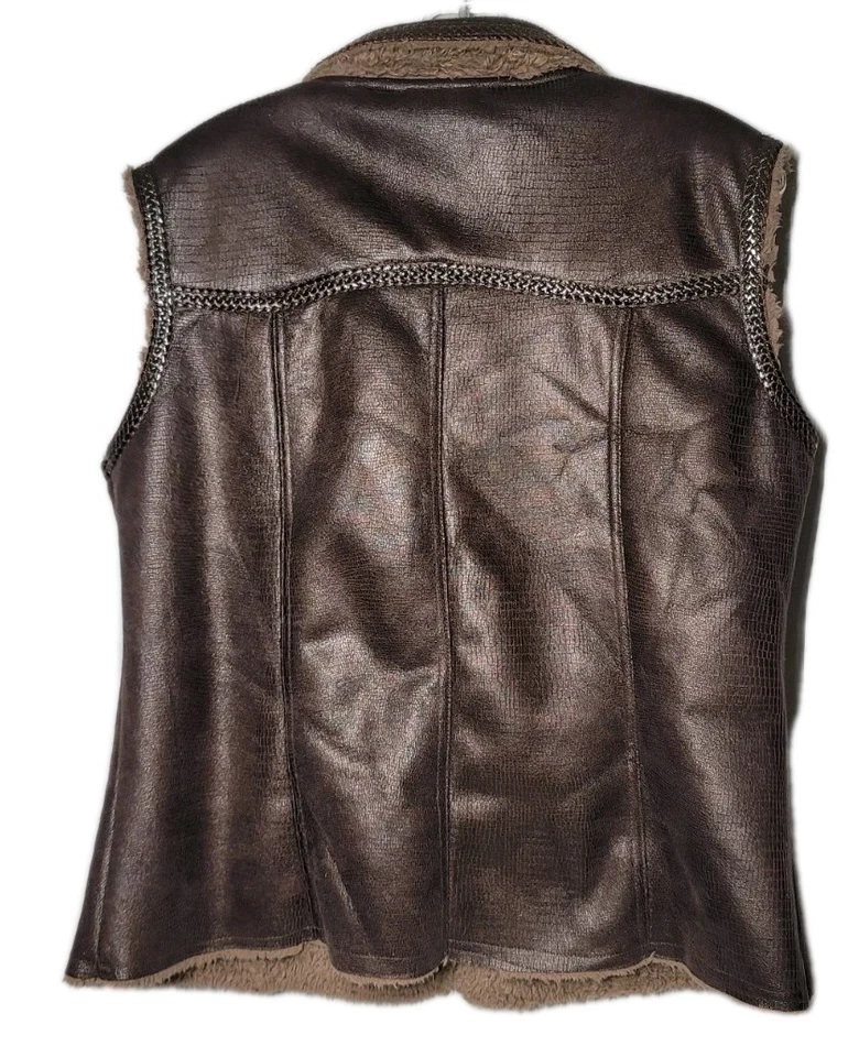 Cripple Creek Womens Brown Vest Size Large Snakeskin Patterned Button Up - Image 2 of 4