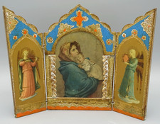 Altes Florentiner Triptychon; Hausaltar klappbar; Ikone Madonna/ Maria + Jesus