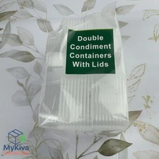 Double Condiment Containers With Lids Sauce Cups Two Compartment Travel Snack