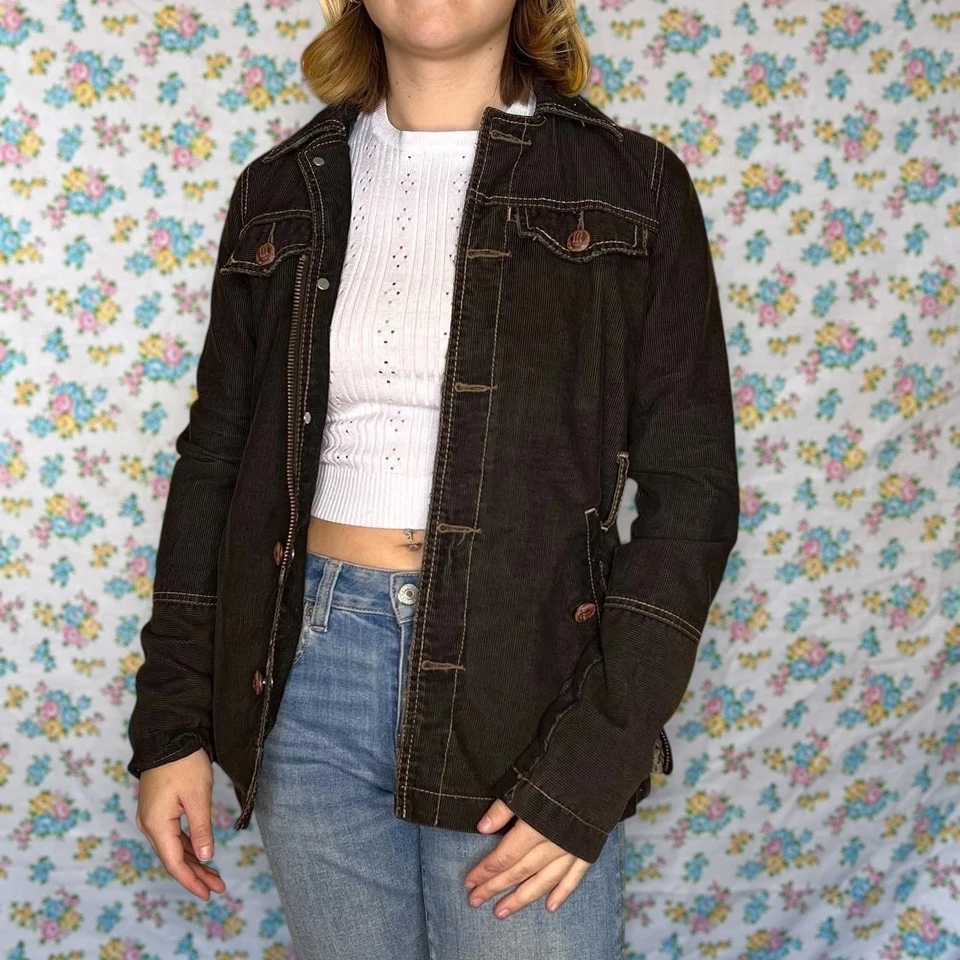 Chaqueta Pana Vintage Y2k Marrón Búfalo XS Foto 2 de 4