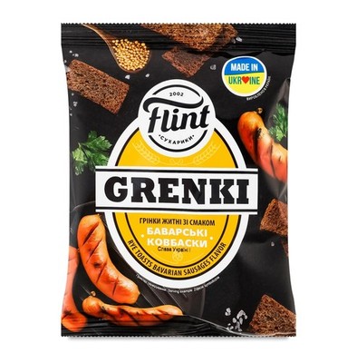 Flint Grenki Rye Bread Rusks Bavarian Sausage Flavor Crunchy Snack 100g Each