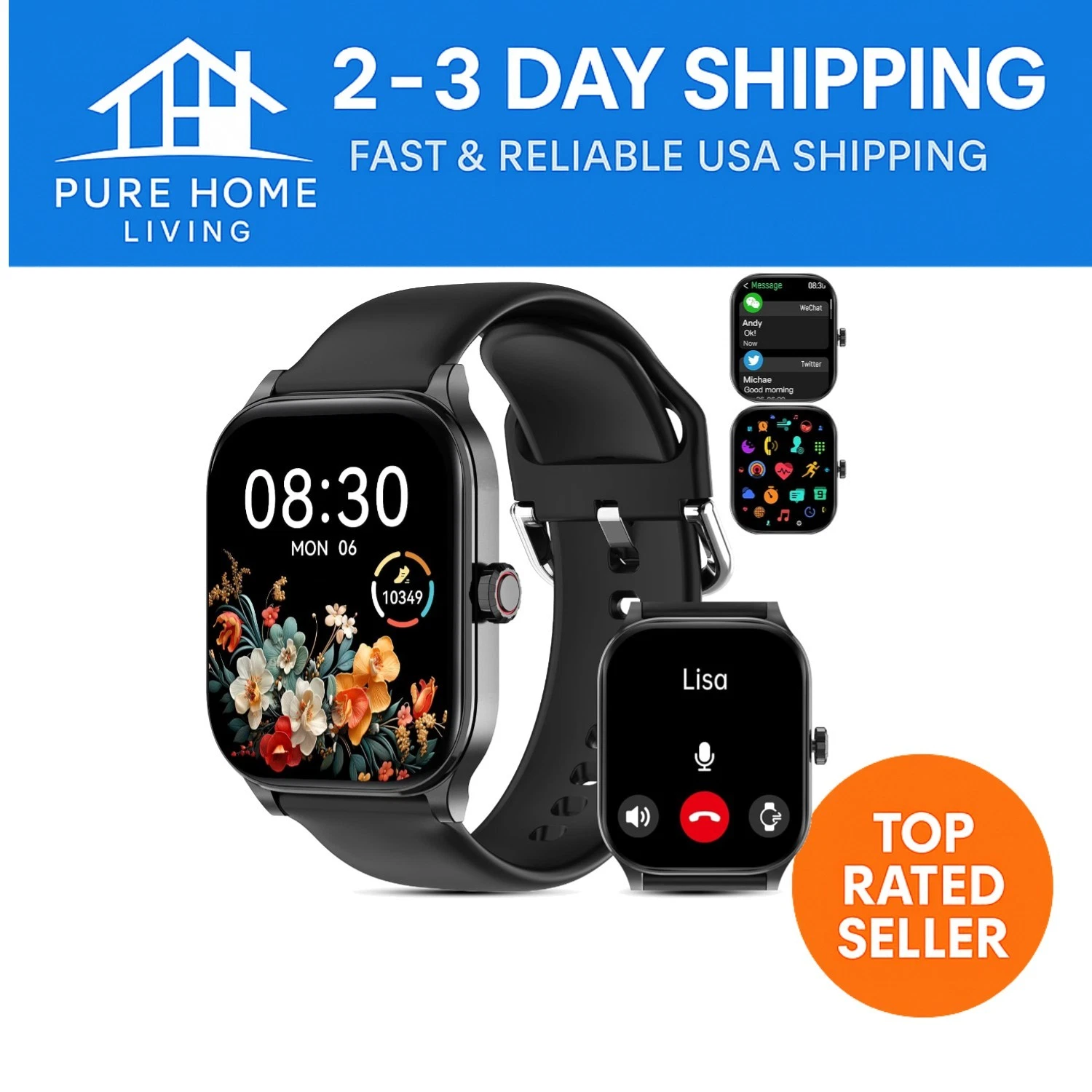 Elegant Smart Fitness Watch for Adults - Call, Notifications, Waterproof & More