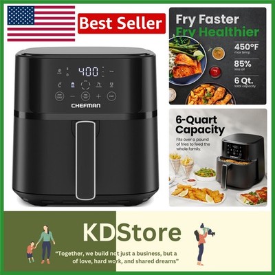 6 Quart Air Fryer: Quick Meals with Hi-Fry Technology & Easy Cleanup in Black