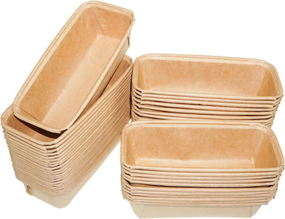 50PCS Paper Loaf Pan, Rectangle Loaf Pans, Disposable Baking Loft Mold, Kraft Br