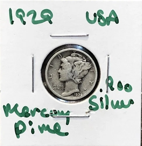 1929 Mercury Dime - .900 Silver Coin VF/XF - A