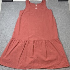 NWT Eileen Fisher XL Watermelon Organic Cotton Pucker Tiered Scoop Neck Dress