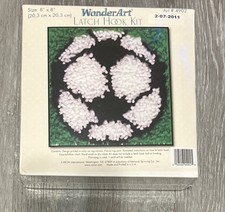 Wonder Art Latch Hook Kit Size 8'' x 8'' Art. 4902 soccer ball Sealed