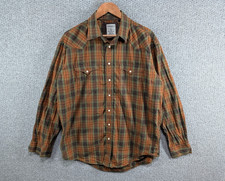 Panhandle Rough Stock Western Wear Plaid Cowboy Cut Pearl Snap Button Shirt L