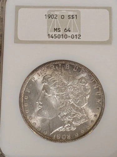 1902-o  $1 MORGAN SILVER DOLLAR NGC MS64–OLD NGC "FATTY" HOLDER Nice Color 666