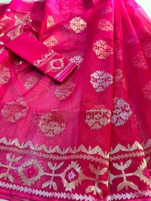 Exclusive Dhakai Handloom Jamdani Luxury Ethnic Saree Party Wear