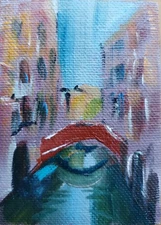 ACEO ORIGINAL oil painting  - Venice  - 2.5x3.5 in artist MK