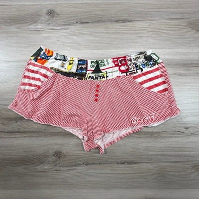 Coca Cola Sprite Fanta Retro Vintage Collage Pajama Shorts Lounge Women's L