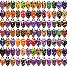 100 PCS Halloween Dog Bandanas Bulk Bib Washable Adjustable Handkerchief