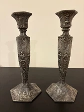 WB MFG. CO Weidlich Bros. Mfg Co Vintage Silver Plated Candle Holders Set of 2