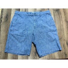 Gap Lived-In Shorts Mens 32 Blue Adult Cotton Linen Blend Casual Excellent