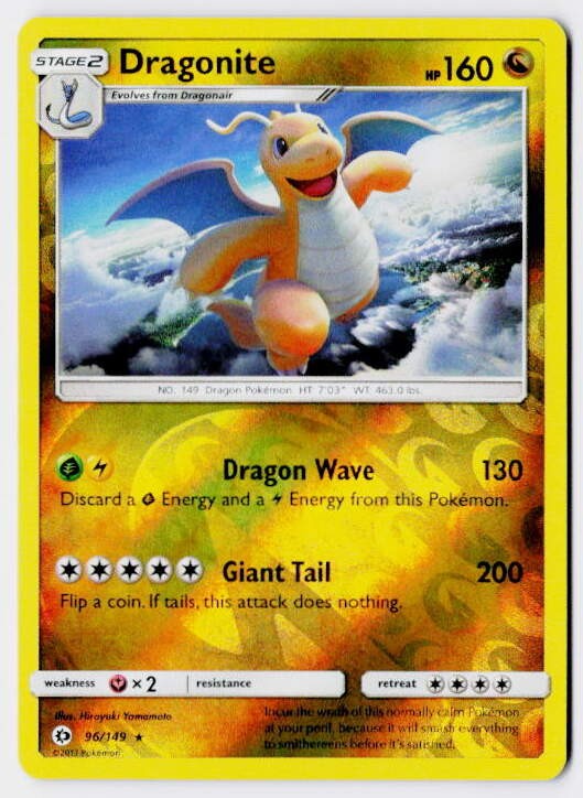 Dragonite 96/149 Holo Rare SM Base Set Pokemon Reverse Holo NM
