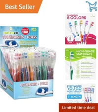 Bulk Toothbrush Pack with Covers Kids Adults Travel Soft Bristles Hygienic