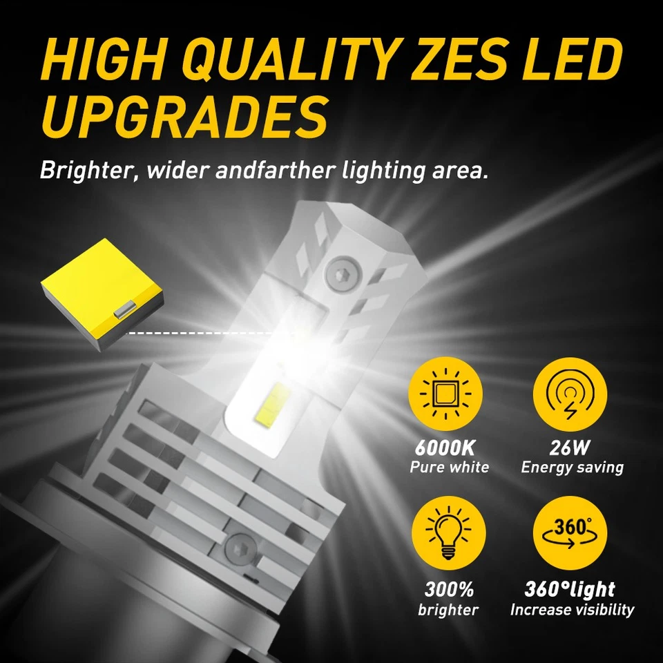 H4 9003 Headlight Bulbs AUXITO LED White High Low Beam 30000LM CANbus 1-10Set - Image 4 of 4