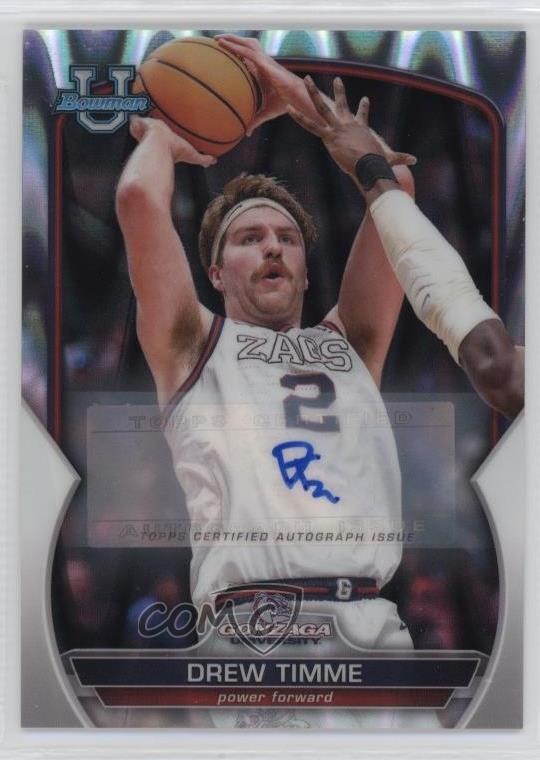 2022-23 Bowman U Chrome Prospect RayWave Refractor /199 Drew Timme #61 Auto 1pp0