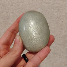 71mm 150g Gorgeous Flashy Garnierite Green Moonstone Polished Crystal Palmstone