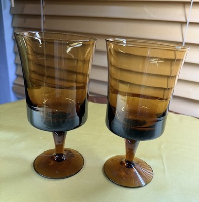 Denby Goblets ARABESQUE  Spice Brown Water set of 2