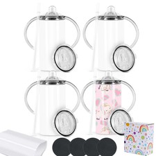 12 Oz Sublimation Sippy Cups 4 Pack, Kids Stainless Steel Tumblers