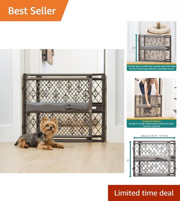 #ad Fieldstone Gray Dog Gate 23quot; Tall Pressure Mounted Easy to Move amp; Install $51.99
