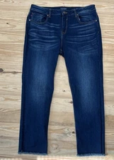 Vigoss Women's Stevie Crop Straight Jeans Mid Rise In Blue Size 32x26