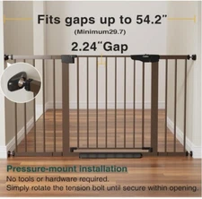 CUMBOR Mom's Choice Baby Gate Brown Pressure Mount 30.5"High x 54.2"Wide NEW