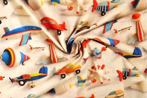 0,5m 3D Webware " Flugzeuge ", ( 12,60 €/m), 145 cm breit ,Baumwolle - Bild 2 von 2