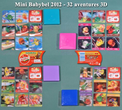 2012 Mini Babybel, 32 3D Adventures (see detail) + 2 BPZ and 4 Square Boxes