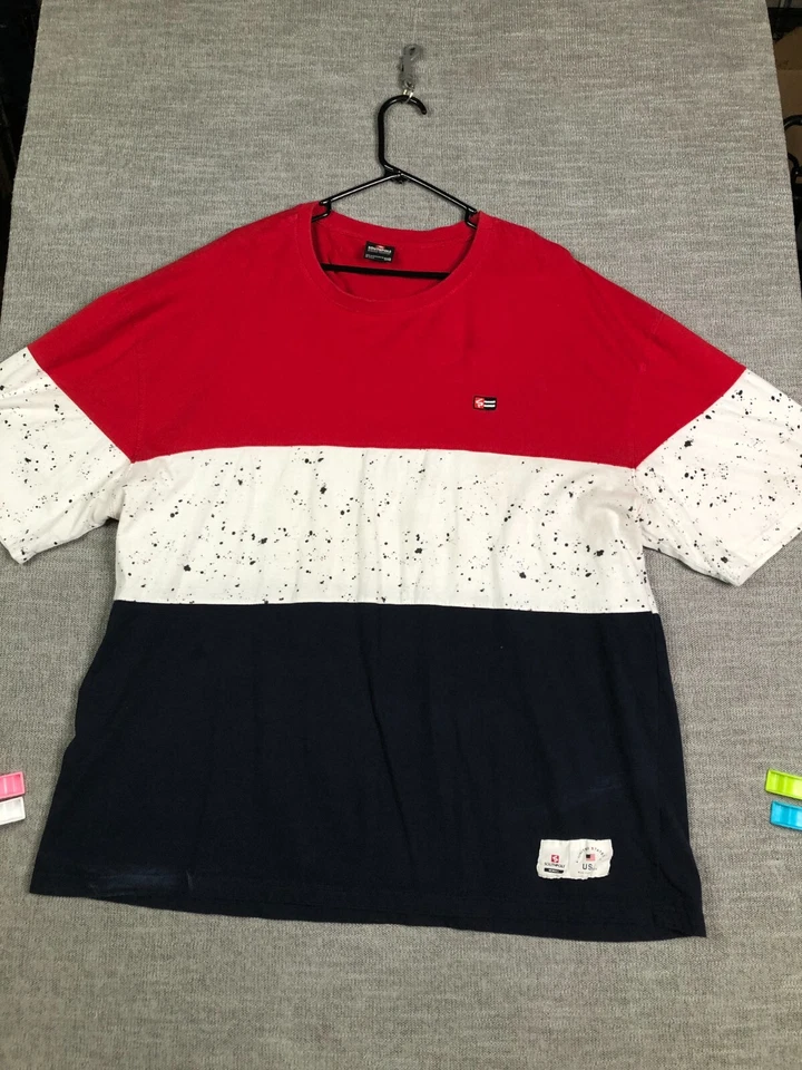 VTG Southpole Mens 5XB 5XL Colorblock Shirt Red Blue Splatter Print Y2K Hip Hop - Image 2 of 4