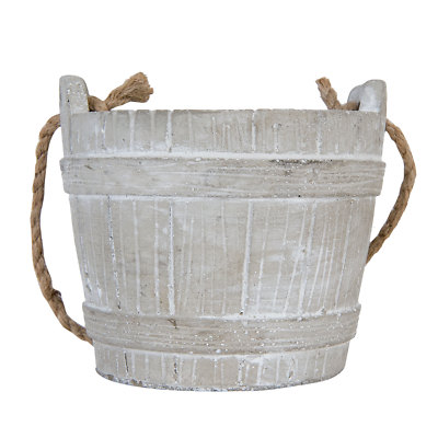 Clayre & Eef rustikaler Blumentopf Übertopf aus Stein Vintage Landhaus 16x14 cm