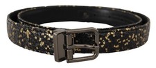 DOLCE & GABBANA Belt Gold Black Two-toned Leather Chrome Buckle 90cm/36in 700usd
