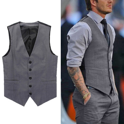 7XL Men Formal Business Suit Vest Slim 