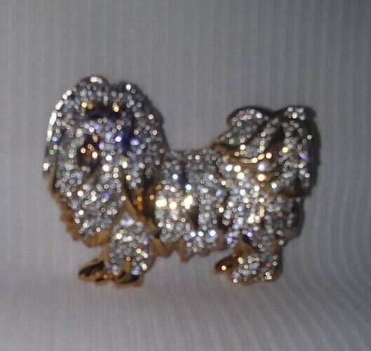 Rare SWAROVSKI Swan Retired PAVE Crystal SHIH TZU Dog Pin Rare SWAROVSKI Swan Retired PAVE Crystal SHIH TZU Dog Pin